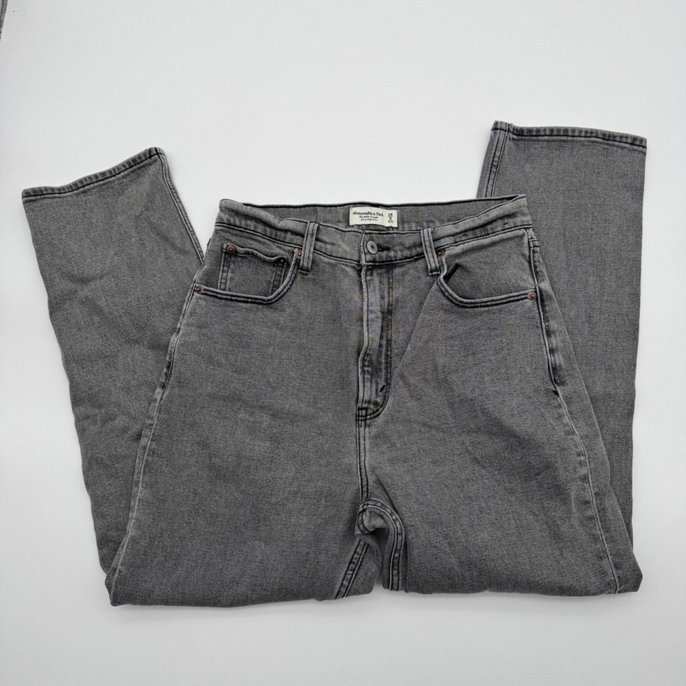 Abercrombie &‎ Fitch Curve Love Ultra High Rise Ankle Straight Jeans Grey 6